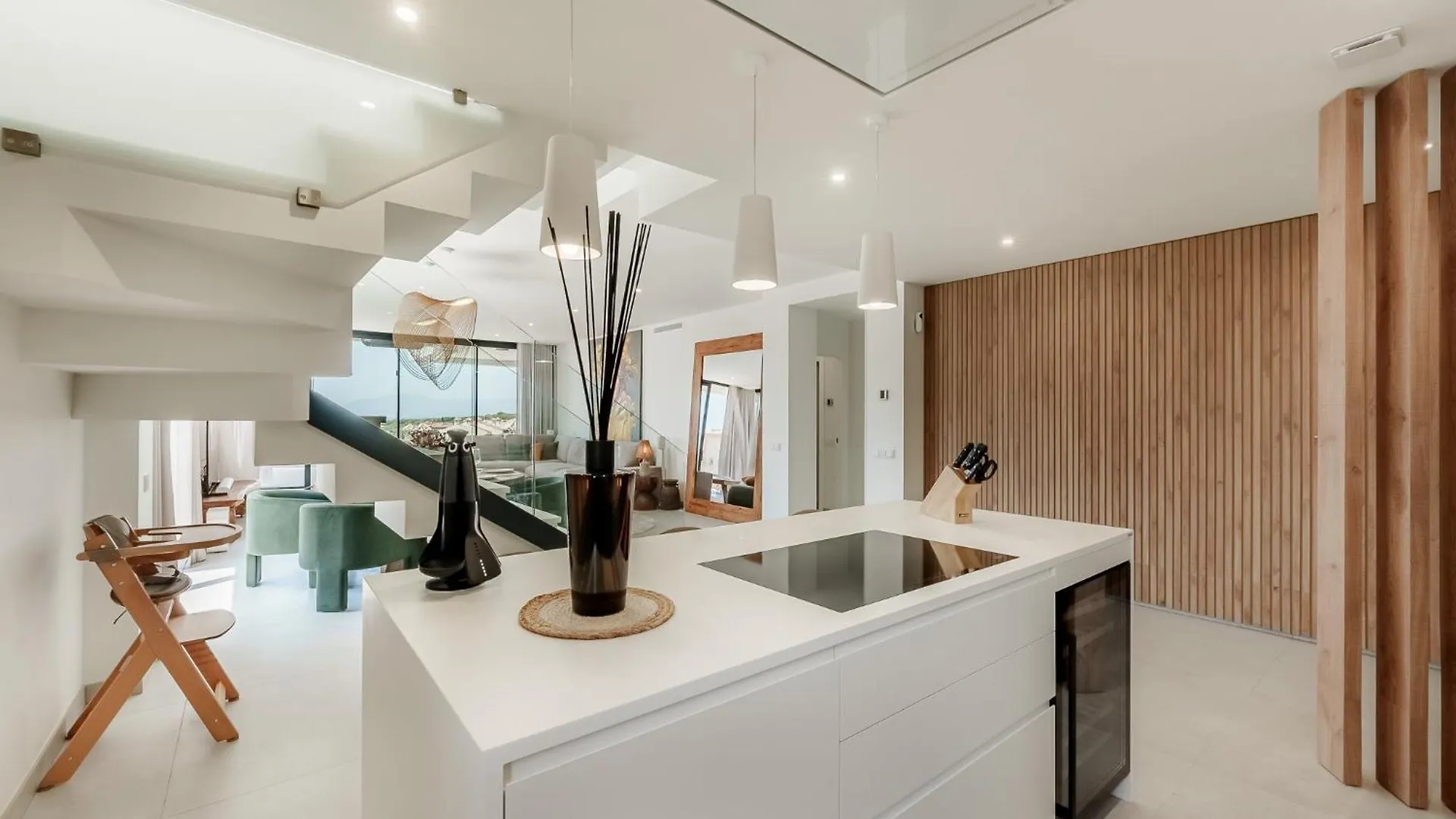 Daire Villa Vida - Luxury Panorama Seaview Penthouse In Organic-Boho Design With Pool, Gym, Spa Marbella